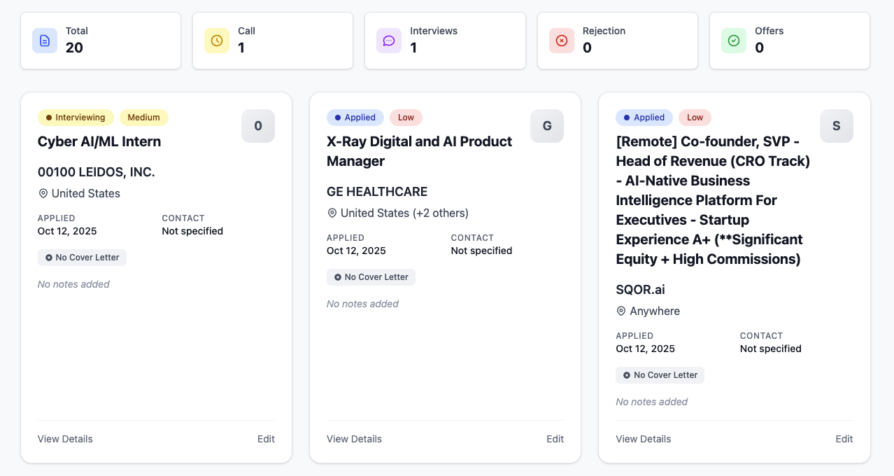 Job Tracking Dashboard
